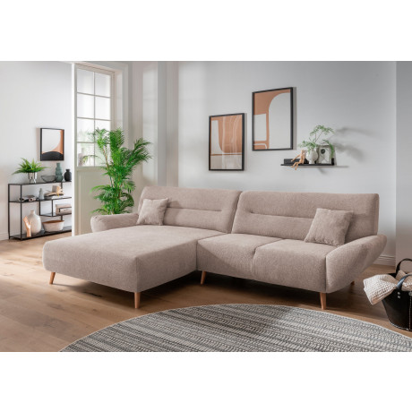INOSIGN Hoekbank Drago, elegant en tijdloos, comfortabel, houten voet, L-vorm