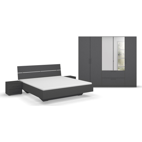 Slaapkamerserie Compleet slaapkamer Challenger (Set van 4 delen) Kast 2 breedtes, bed 3 breedtes, 2 nachttafels MADE IN GERMANY