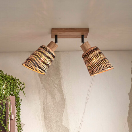 GOOD&MOJO Plafondlamp 'Java' 2-lamps, Bamboe, kleur Naturel/Zwart