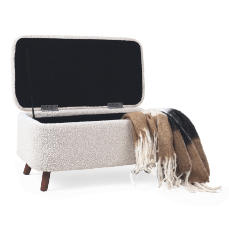 Julia bankje met opbergruimte bouclé beige - 83 x 41 cm