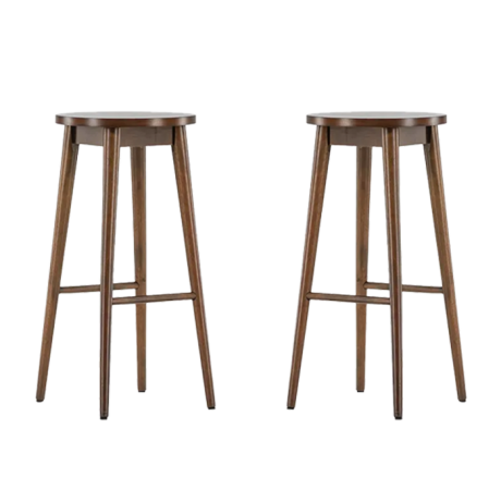 Jur houten barkruk donkerbruin - 75 cm - Set van 2