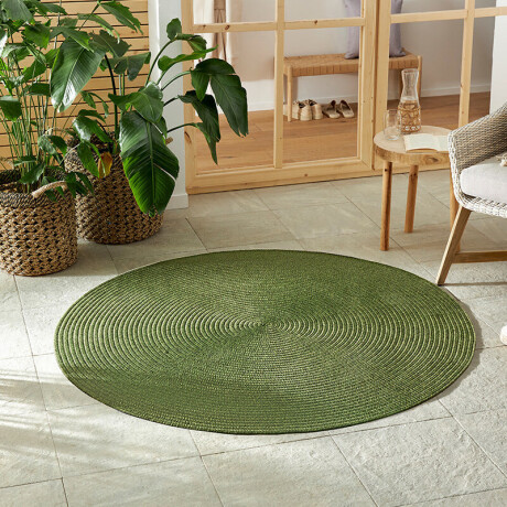 Jute Buitenkleed Braids Rond - Groen Xcm - Polypropyleen - Dekbed-Discounter.nl