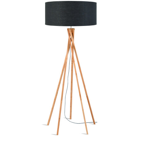 Good&Mojo Vloerlamp 'Kilimanjaro' Bamboe en Eco linnen, kleur Donkergrijs