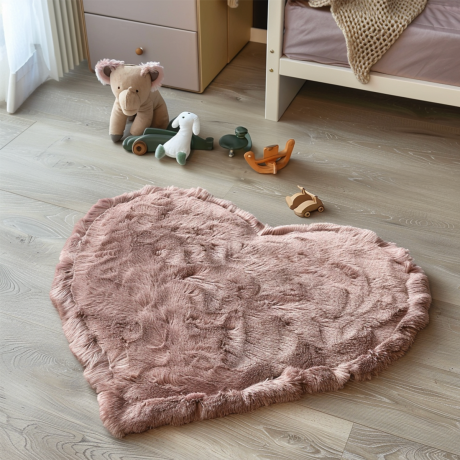 Kinder Vloerkleed Comfy Heart - Roze 150x80cm - Polypropyleen - Dekbed-Discounter.nl