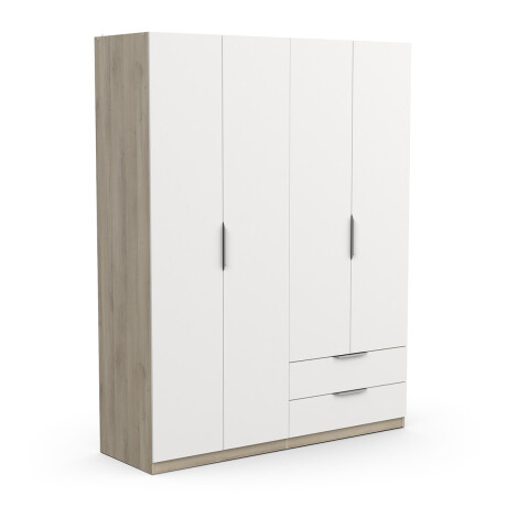 Kledingkast Ghost 4 deuren en 2 laden 160x203 cm eiken met wit
