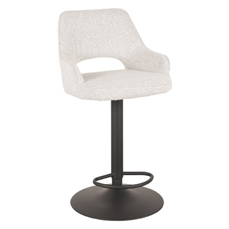 LABEL51 Draaibare Barkruk 'Fer' Bouclé, kleur Wit (zithoogte 64-84cm)