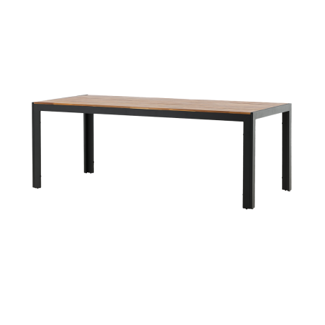 Lasse aluminium tuintafel zwart - houten tafelblad - 205 x 90 cm