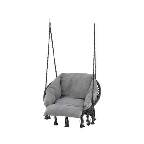 Leah katoenen tuin hangstoel grijs - met zitkussen
