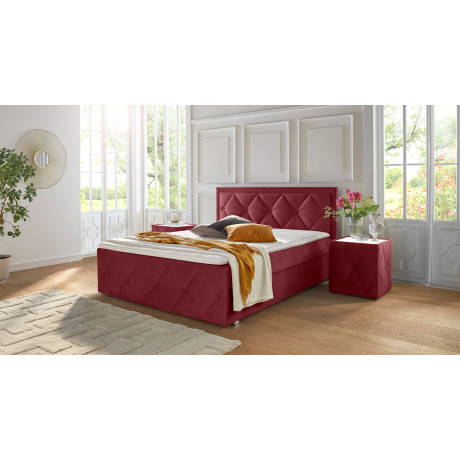 Leonique Boxspring Alfie, bestseller! Inclusief bedlade & topper Optioneel met knoopstiksels of strassstenen, H2, H3 en H4 verkrijgbaar