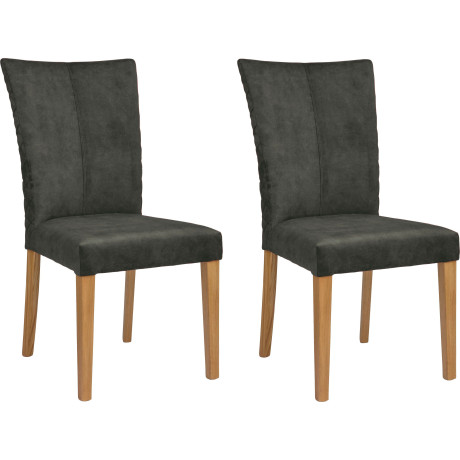 Leonique Eetkamerstoel Vence met ruitstiksel in de rugleuning, poten van massief eiken (set, 2 stuks)