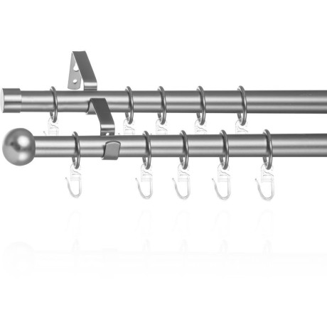 LICHTBLICK Gordijnroede bol, 20 mm, uittrekbaar, 2 sporig 130 - 240 cm chroom (1 stuk)