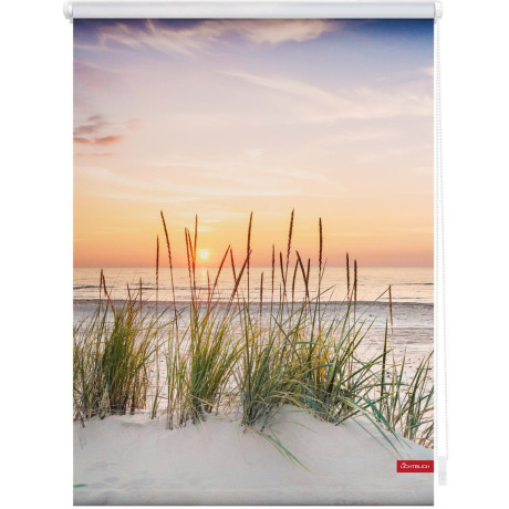 LICHTBLICK Rolgordijn met zijbediening Rolgordijn Klemmfix, zonder boren, ondoorzichtig, Noordzeestrand - rood wit (1 stuk)