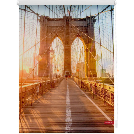 LICHTBLICK Rolgordijn met zijbediening Rolgordijn Klemmfix, zonder boren, verduistering, Brooklyn Bridge - oranje (1 stuk)