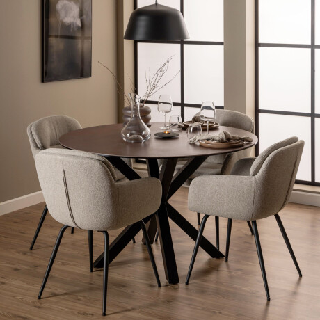 Bendt Ronde Eettafel 'Line' Keramiek, 119cm, kleur Bruin