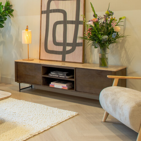 Eleonora TV-meubel 'Lio' Mangohout en Travertin, 170cm