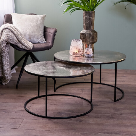Light & Living Salontafel 'Thizas' Set van 2 stuks, ruw nikkel-mat zwart