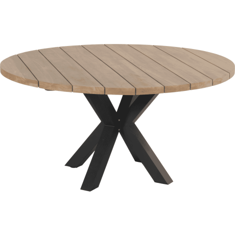 Hartman Ronde Tuintafel 'Stephanie' Teakhout, 150cm, kleur Naturel/Zwart