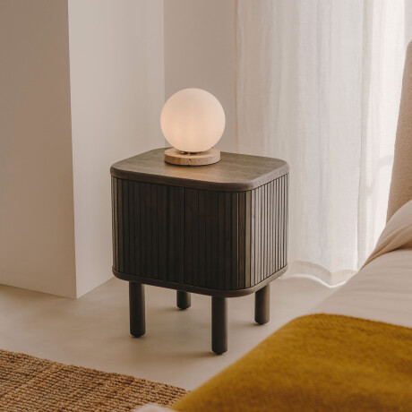 Kave Home Nachtkastje 'Mailen' Essenhout, 50 x 40cm, kleur Donkerbruin