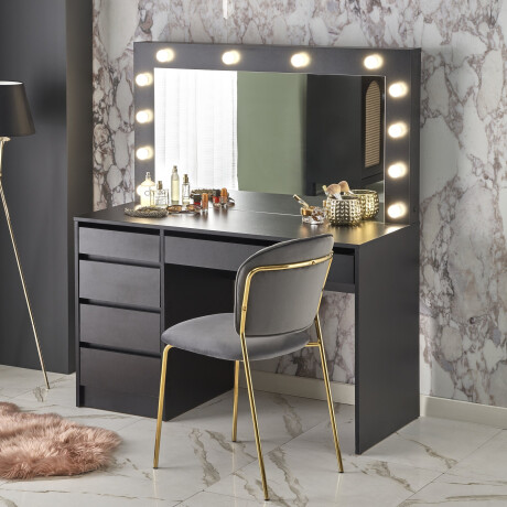 Kaptafel / Make-uptafel Charme zwart 120 cm breed met spiegel en led