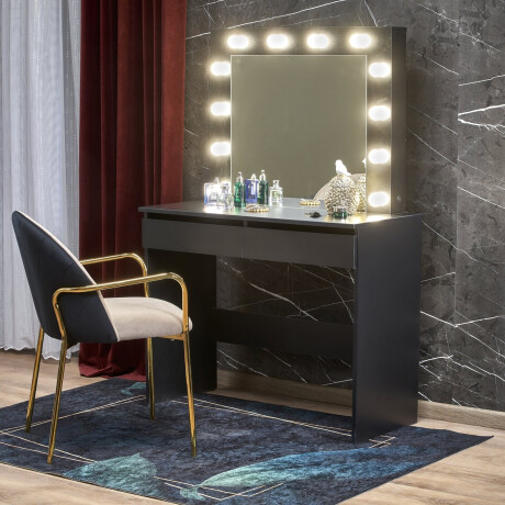Kaptafel / Make-uptafel Charme zwart 94 cm breed met spiegel en led