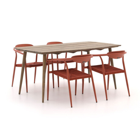 Manifesto Cavone/ROUGH-K 160cm dining tuinset 5-delig stapelbaar - Laagste prijsgarantie!