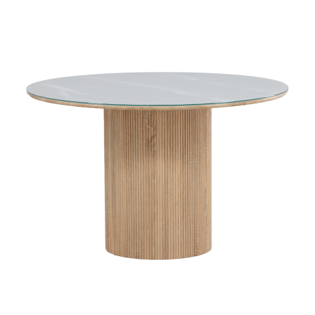 Maurits ronde eettafel met glazen tafelblad bruin - Ø120 cm