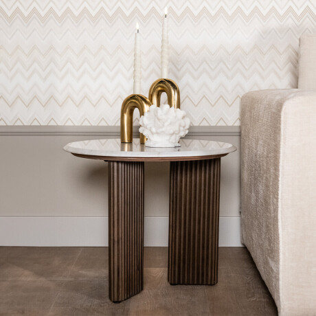 Richmond Bijzettafel 'Mayfield' Mangohout en marmer, 55cm