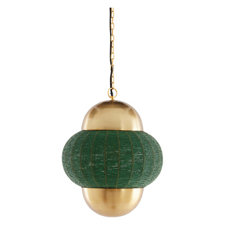 Light & Living Hanglamp 'Cetara' Kralen, 33cm, kleur Donkergroen/Brons