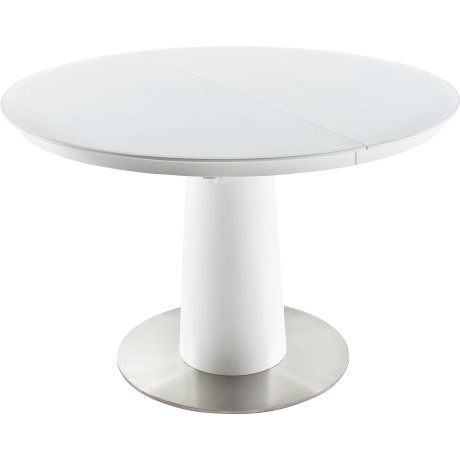 MCA furniture Eettafel Waris Eettafel rond met synchroon uittrek, matwit met veiligheidsglas