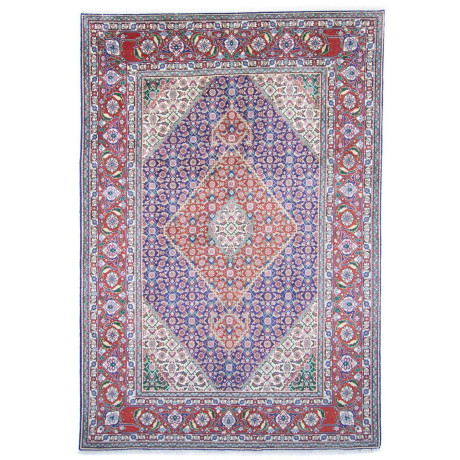 morgenland Wollen kleed Tabriz 40 Raj medaillon Blu 300 x 200 cm