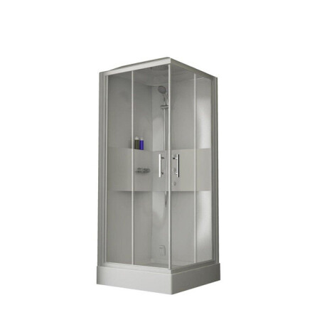 Nemo Spring Lilou Hamam douchecabine - 90x90cm - Hydro + stoom - omkeerbaar - met inbouwkraan - 2 schuifdeuren - veiligheidsglas wit/helder CLLA90T1N-1AA
