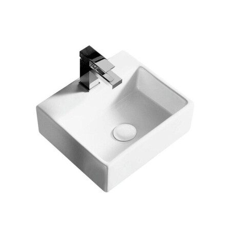 Nemo Spring Sun Handwasbakje - rechthoekig - 33.5x29.5cm - wandmontage - afvoergat D4.5cm - zonder overloop - porselein wit TR4549