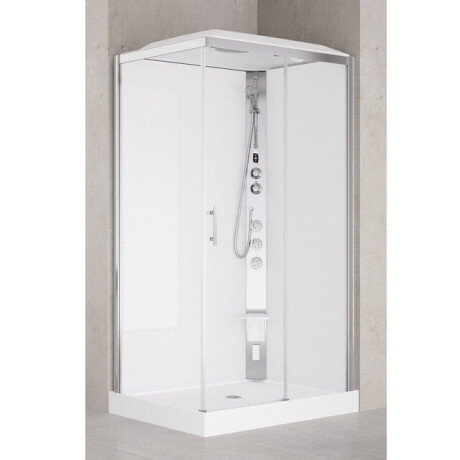 Nemo Spring Vidrio Hammam douchecabine 120x90cm rechts met schuifdeur en vaste wanden in veiligheidsglas met jets thermostatische douchekraan VMV2P290DT5-1B