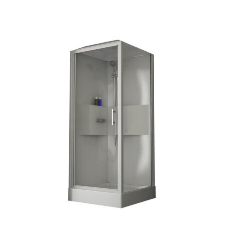 Nemo Start - Lilou Plus - complete douchecabine - 1 draaideur - 6mm veiligheidsglas - omkeerbaar - douchebak acryl 90x90cm - met dak - regendouche - helder wit CLLGF90TF-1AA