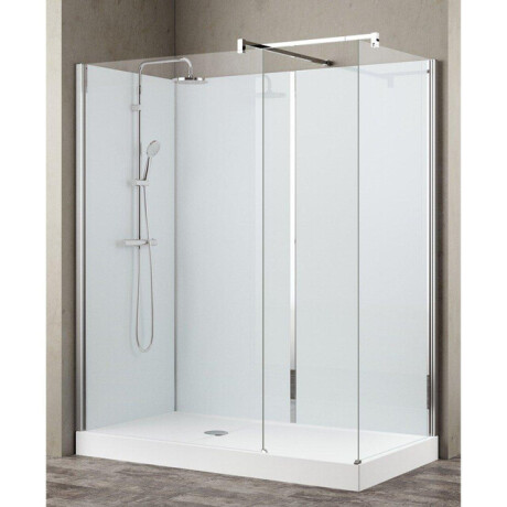 Nemo Stock Vidrio inloopdouche - 160x80x195cm - witte achterwand - inclusief douchebak - met garnituur - wit/chroom RNAA16080HH-A