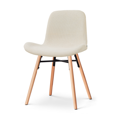 Nena-Fé eetkamerstoel cottonbeige - houten onderstel
