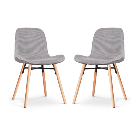 Nena-Fé eetkamerstoel rib warm grijs - houten onderstel - set van 2