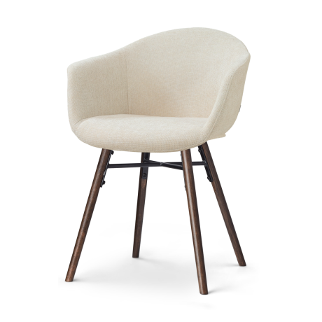 Nena-Otis eetkamerstoel cottonbeige - walnoot houten onderstel