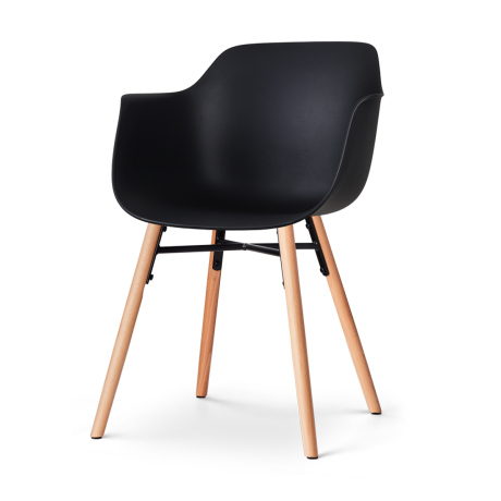 Nena-Puk eetkamerstoel zwart - houten onderstel