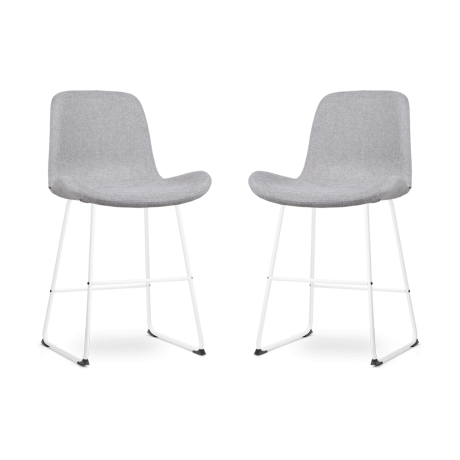 Nino-Fé barkruk lichtgrijs - wit onderstel - 65 cm - set van 2