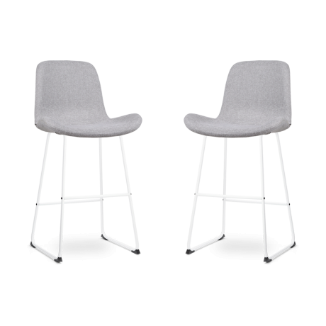 Nino-Fé barkruk lichtgrijs - wit onderstel - 75 cm - set van 2