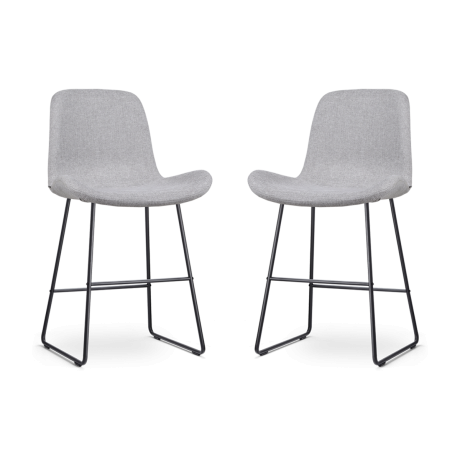 Nino-Fé barkruk lichtgrijs - zwart onderstel - 65 cm - set van 2