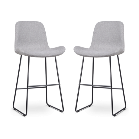 Nino-Fé barkruk lichtgrijs - zwart onderstel - 75 cm - set van 2
