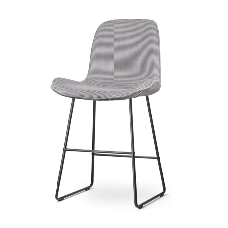 Nino-Fé barkruk rib warm grijs - zwart onderstel - 65 cm