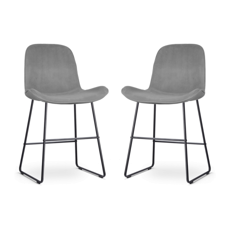 Nino-Fé barkruk velvet grijs - zwart onderstel - 65 cm - set van 2