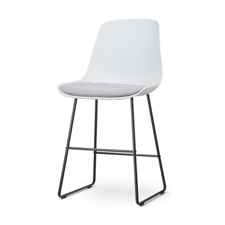 Nino-Liv barkruk wit met lichtgrijs zitkussen - zwart onderstel - 65 cm