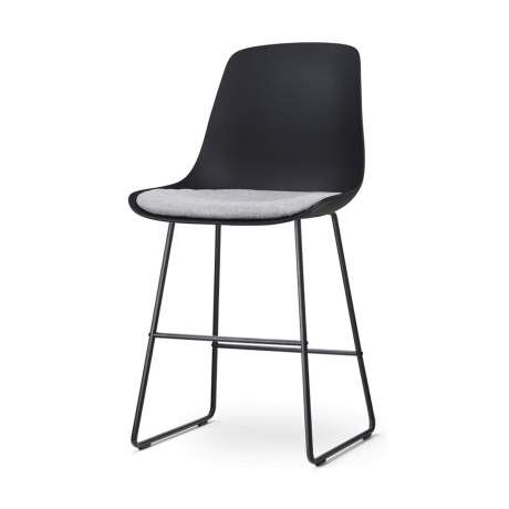 Nino-Liv barkruk zwart met lichtgrijs zitkussen - zwart onderstel - 65 cm