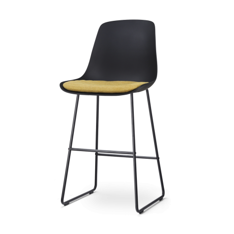 Nino-Liv barkruk zwart met okergeel zitkussen - zwart onderstel - 75 cm