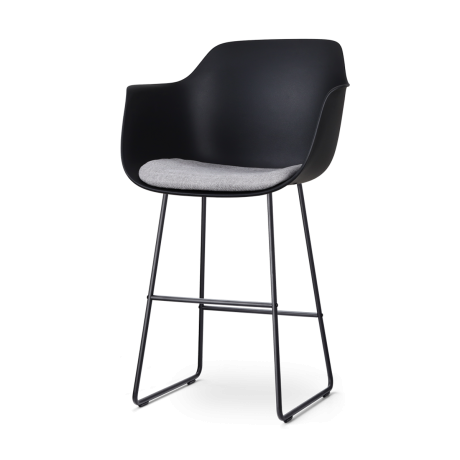 Nino-Liz bakruk zwart met lichtgrijs zitkussen - zwart onderstel - 75 cm