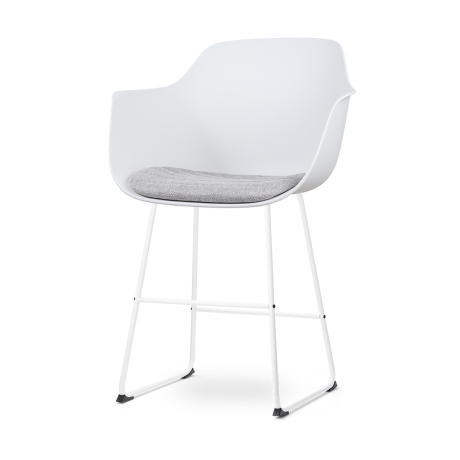 Nino-Liz barkruk wit met lichtgrijs zitkussen - wit onderstel - 65 cm